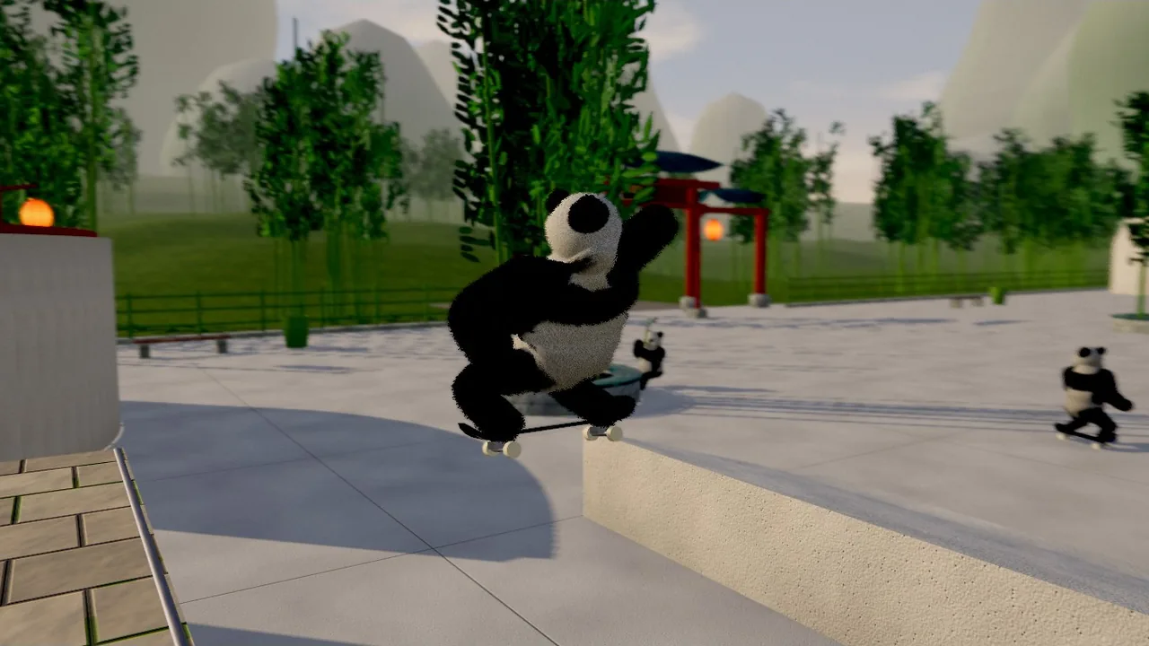 PANDA SHRED skateboarding panda artwork